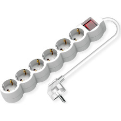 Value Power Strip, 6-way, with illuminated Switch, white, 1.5 m