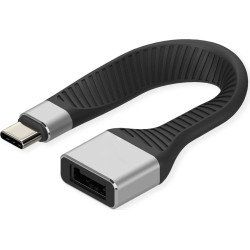 Roline USB 3.2 Gen 2 Silicone Cable, C-A, M/F, black, 11 cm