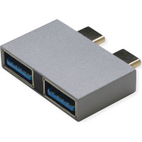 Roline Adapter, USB 3.2 Gen 2, 2x USB Type C - 2x USB A, M/F, silver