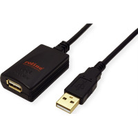 Roline USB 2.0 Extension Cable, 1 Port, black, 5 m