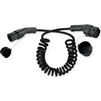 Roline EV Charging Cable Assembly Type2, 1-Phase, 250VAC (1P+N+E), 32 A, 7.4 kW, spiral, 7.5 m