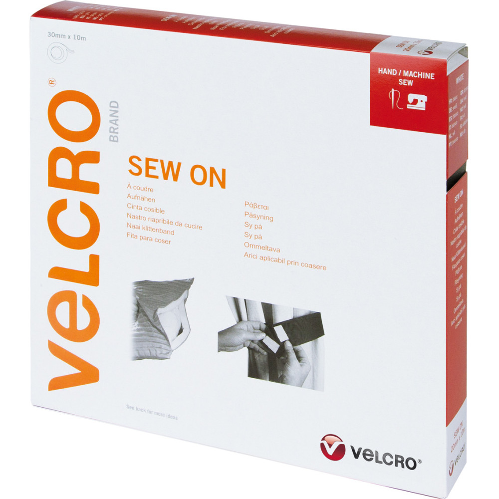 Velcro ® Klettband zum Aufnähen, Haken & Flausch 30mm x 10m Weiß