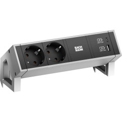 Bachmann DESK2 2xprotective contact USB A&C, USB Charger 22W 0.2m GST18 INOX