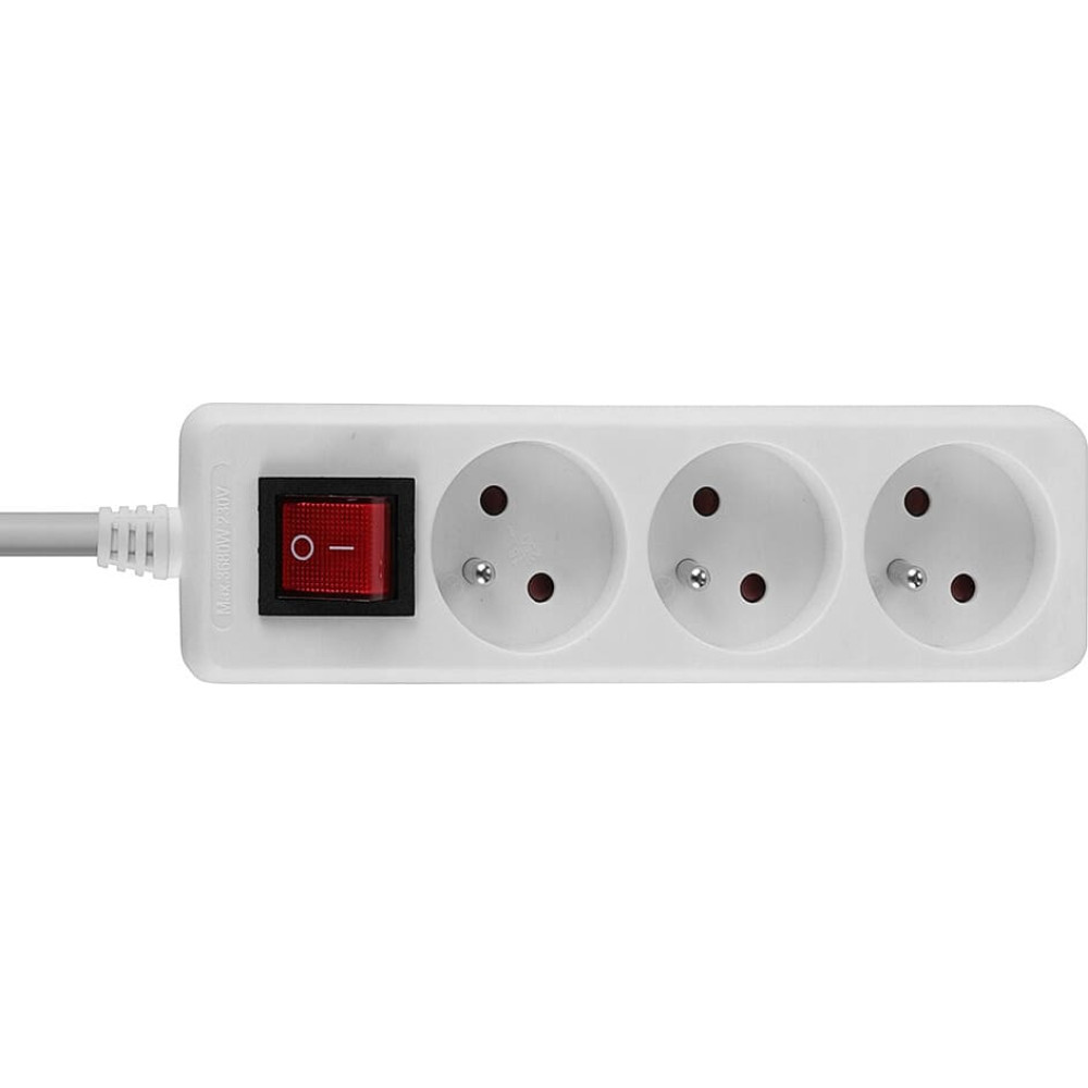 Lindy 3-Way French Schuko Mains Power Extension with Switch, White