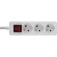Lindy 3-Way French Schuko Mains Power Extension with Switch, White