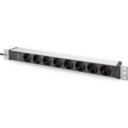Digitus Socket Strip with Aluminum Profile, 8-way safety socket, 2 m cable, IEC C20 plug
