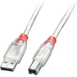 Lindy USB 2.0 Cable Type A/B, transparent, 0.2m