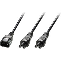 Lindy IEC C14 to 2 x IEC C5 Splitter Extension Cable, Black, 2.5m