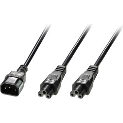 Lindy IEC C14 to 2 x IEC C5 Splitter Extension Cable, Black, 2.5m