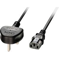 Lindy UK 3 Pin Plug to IEC C13 Mains Power Cable, 5m