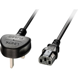 Lindy UK 3 Pin Plug to IEC C13 Mains Power Cable, 5m