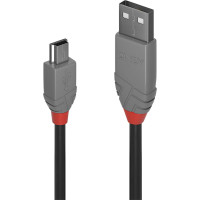 Lindy 2m USB 2.0 Type A to Mini-B Cable, Anthra Line