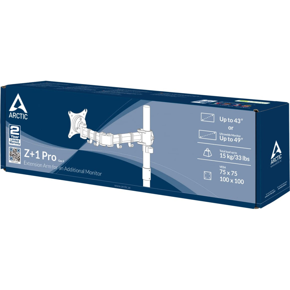 Arctic Z+1 Pro Gen 3 124,5 cm (49") Galds Melns, Satīna tērauds