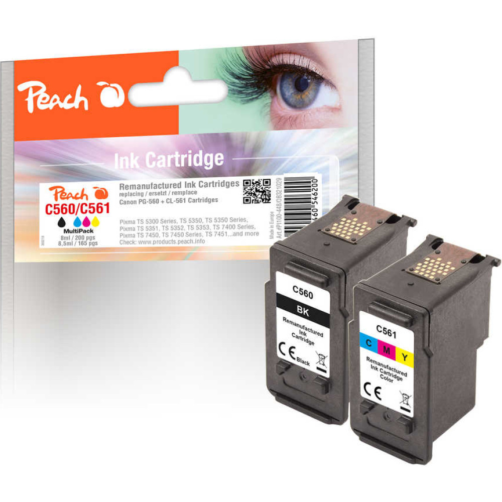 Peach 321029 tintes kārtridžs 2 pcs Saderība Standarta produktivitāte Melns, Tirkīzzils, Fuksīns, Dzeltens