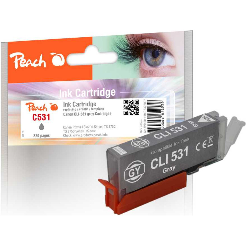 Peach PI100-499 tintes kārtridžs 1 pcs Saderība Standarta produktivitāte Pelēks