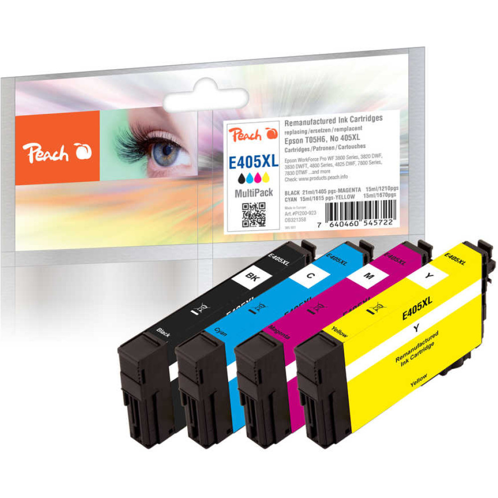 Peach 0F321358 tintes kārtridžs 4 pcs Saderība Augsta (XL) produktivitāte Melns, Fuksīns, Dzeltens, Tirkīzzils