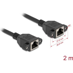 Delock Network Extension Cable S/FTP RJ45 jack to RJ45 jack Cat.6A flat design 2 m black