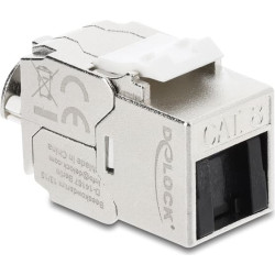 Delock Keystone Module RJ45 jack to LSA Cat.8.1 shielded with locking clip and dust cover cable tie-free