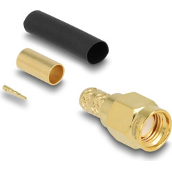Delock SMA plug for crimping LMR200 with matching shrink tube