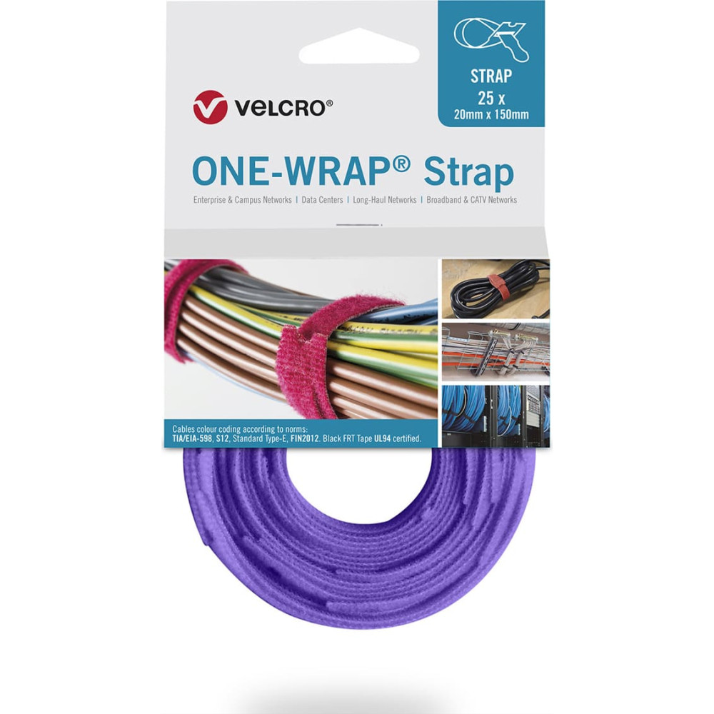 Velcro &reg; One Wrap&reg; Strap 13mm x 200mm, 25 St&uuml;ck, violett