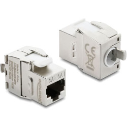 Delock Keystone Module RJ45 jack to LSA Cat.6A toolfree shielded metal silver / white