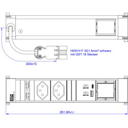 Bachmann POWER FRAME M 2xCH, 1xUSB A&C 22W 1xCM 0.2m GST18 Switzerland