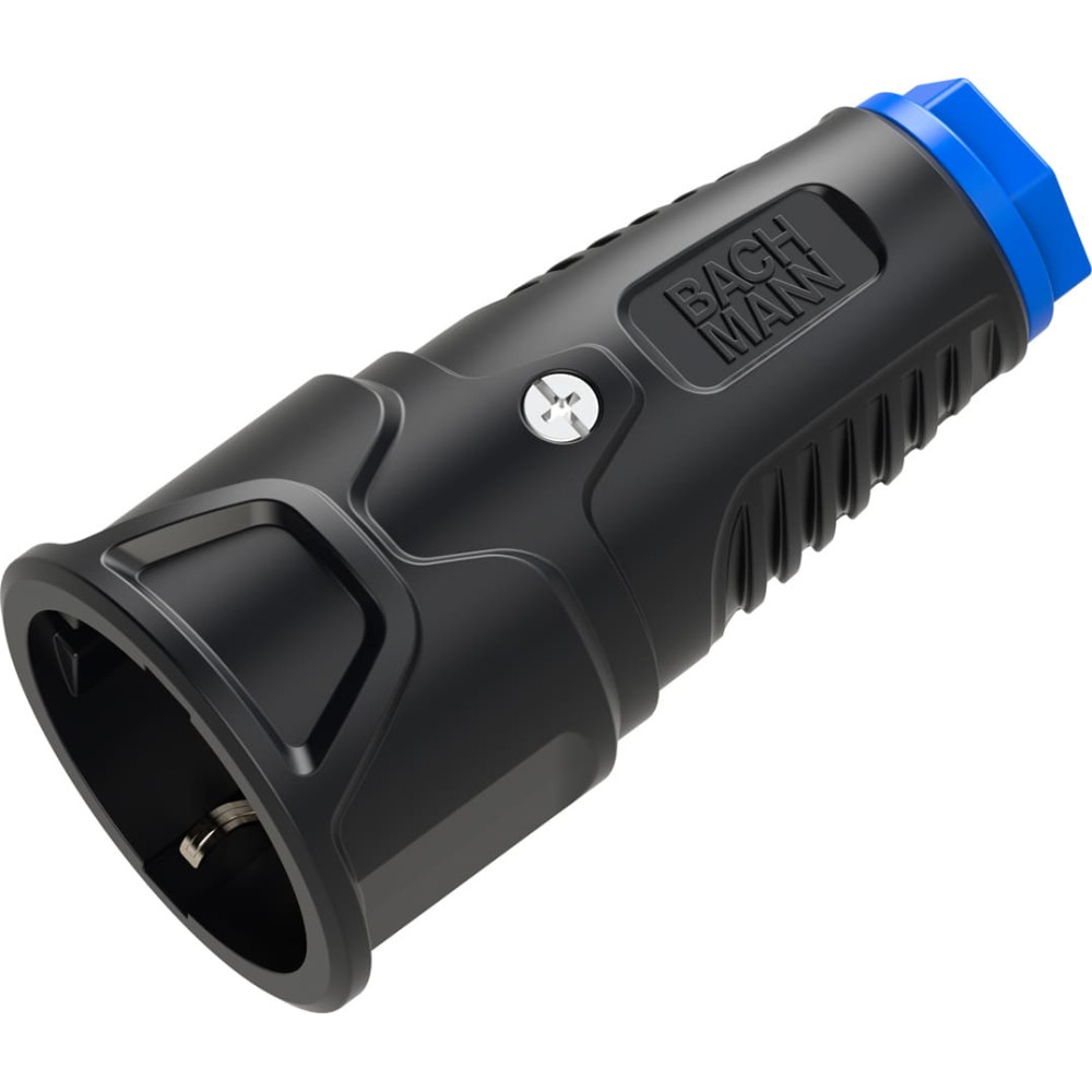 Bachmann Schutzkontaktkupplung Gummi CEE7/3, schwarz-blau  IP20