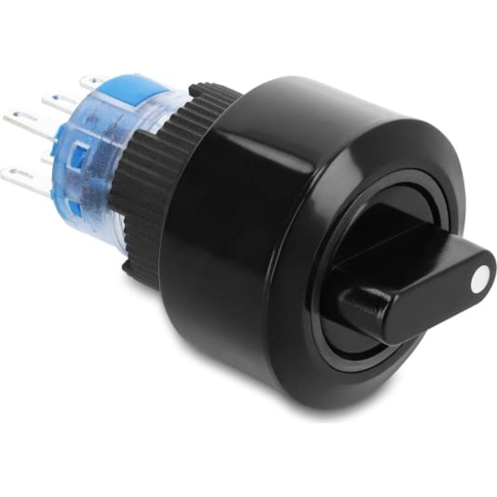 Delock Rotary switch (on-off-on) latching 2 x changeover 6 x solder connection IP65 22 mm black