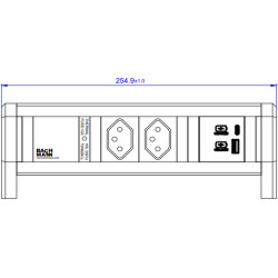 Bachmann DESK 2xCH 0&deg;, 1xUSB A/C 22W GST18 Switzerland