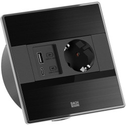 Bachmann SENSE black 1x CEE7/3, 1x USB A/C L=2.0m AEH