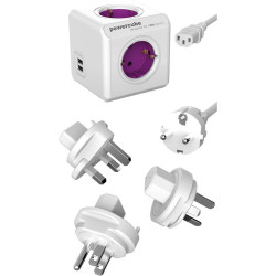 Allocacoc REWIRABLE USB+ 3XPLUGS 1M purple