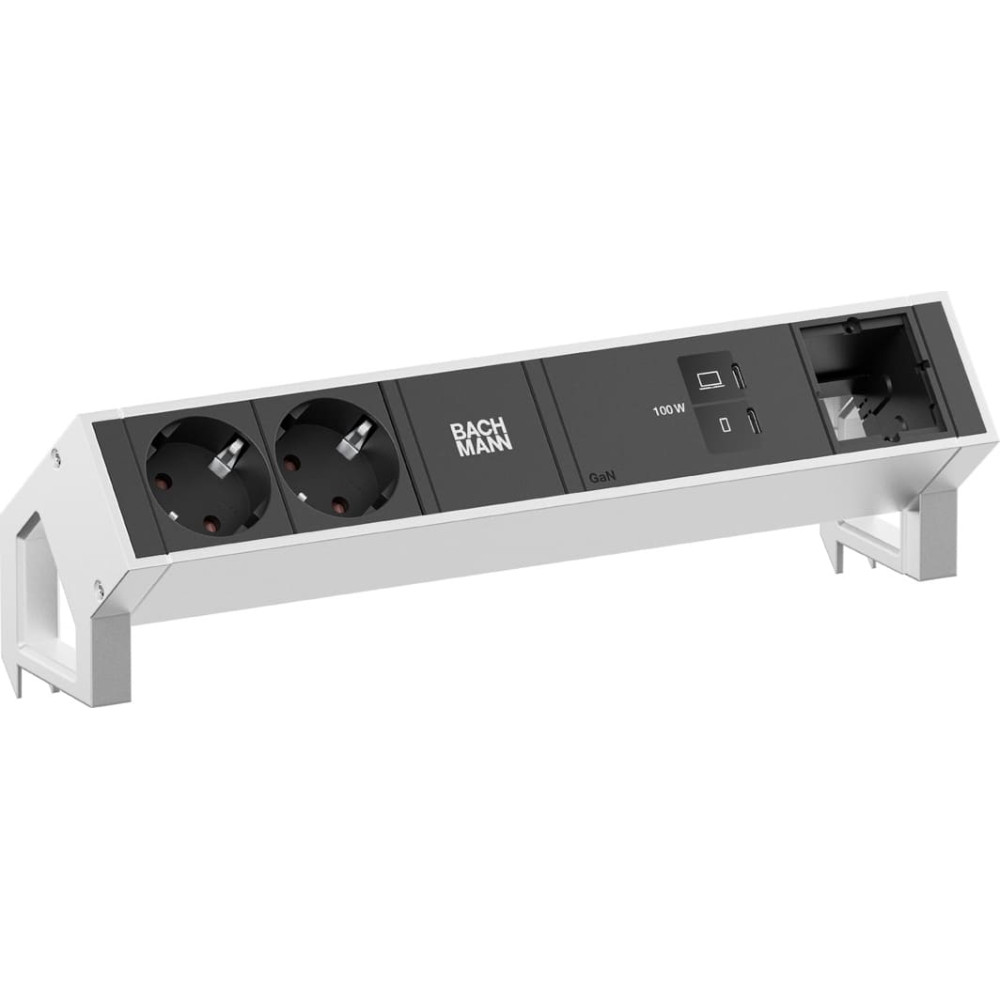 Bachmann DESK2 2xCEE7/3 1xUSB C/C 100W, 1xCM L=0.2m INOX