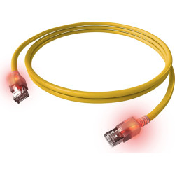 Easylan S/FTP DualBoot LED Patch Cable Cat.6A, RJ45 / RJ45, LSOH, yellow, 1 m