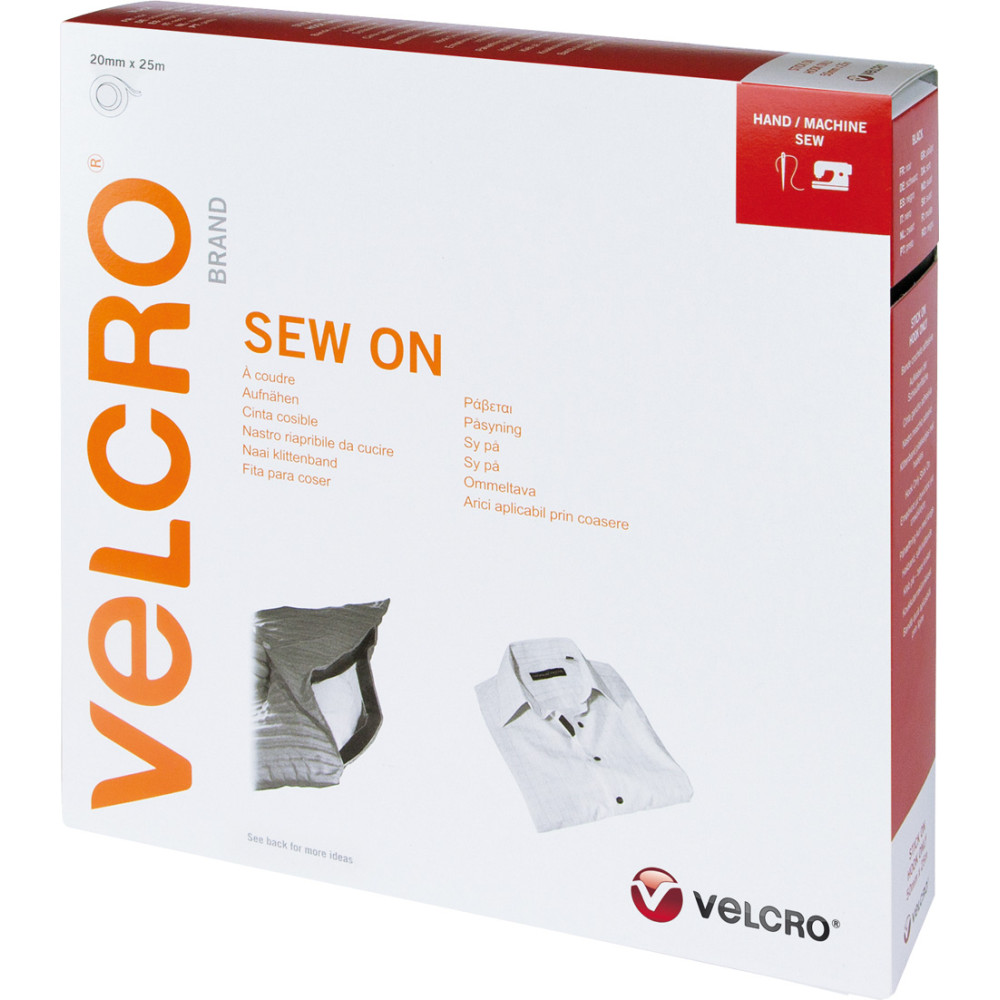 Velcro &reg; Klettband zum Aufn&auml;hen, Haken & Flausch 20mm x 25m Schwarz