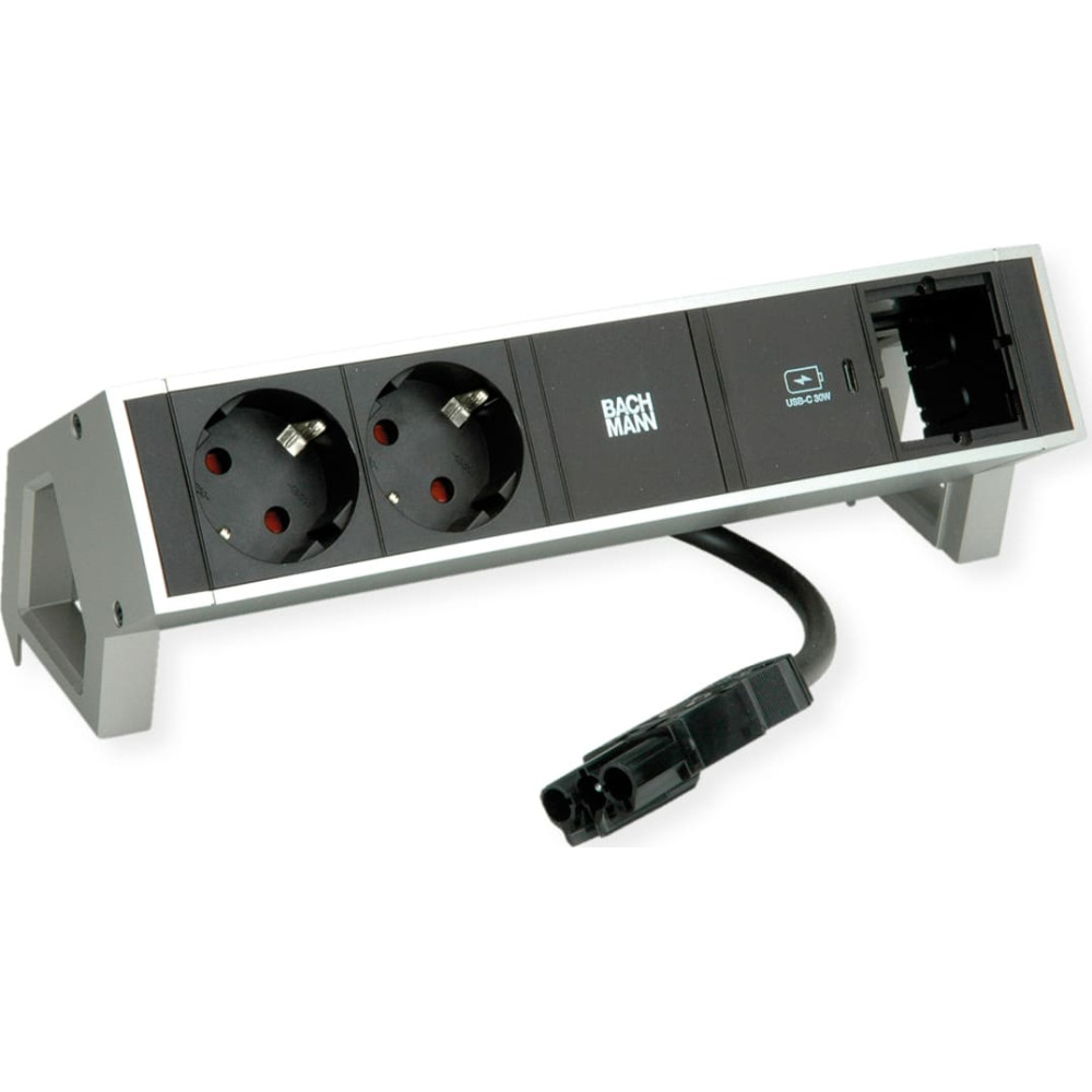 Bachmann DESK2 2xprotective contact USB C, USB Charger 30W 1xABD 0.2m GST18 INOX