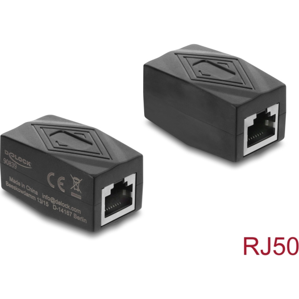 Delock Adapter Coupler RJ50 jack to jack shielded black