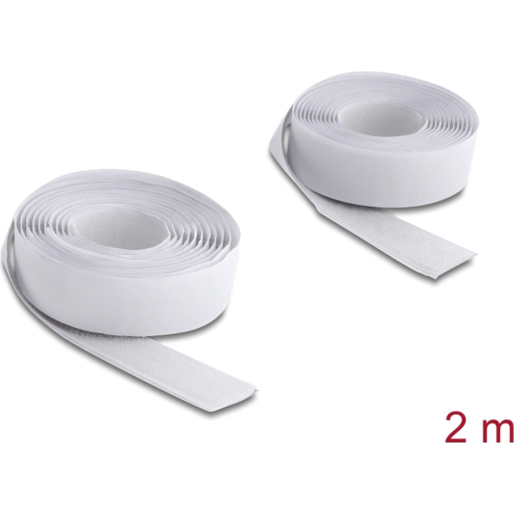 Delock Hook-and-loop tape self-adhesive L 2 m x W 20 mm white