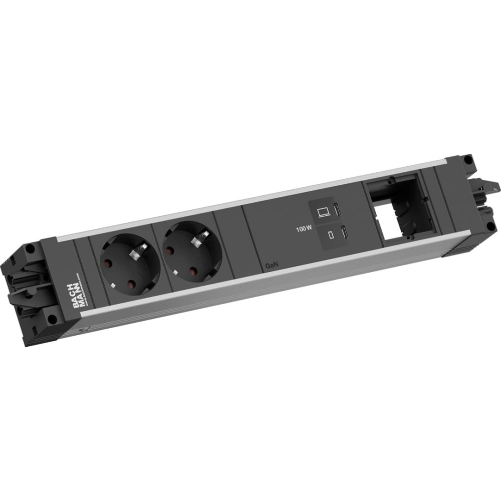 Bachmann STEP ALU 2xCEE7/3, 1x USB C/C 100W 1x CM