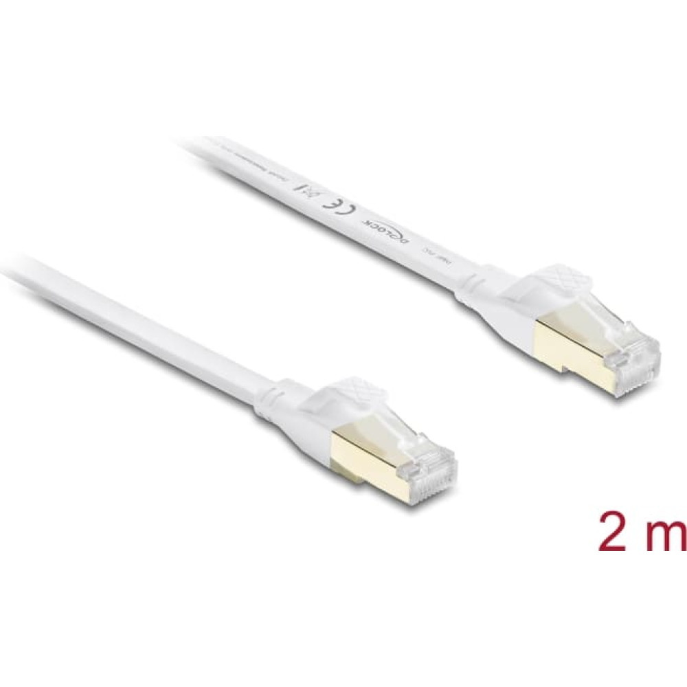 Delock RJ45 Flat Patch Cable Cat.8.1 U/FTP up to 40 Gbps 2 m white
