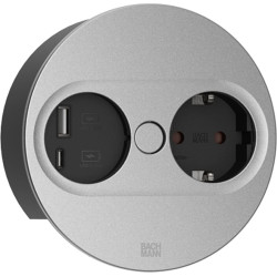 Bachmann TWIST 2 1xCEE7/3 1xUSB A/C 22W 0.2m GST18 silver round