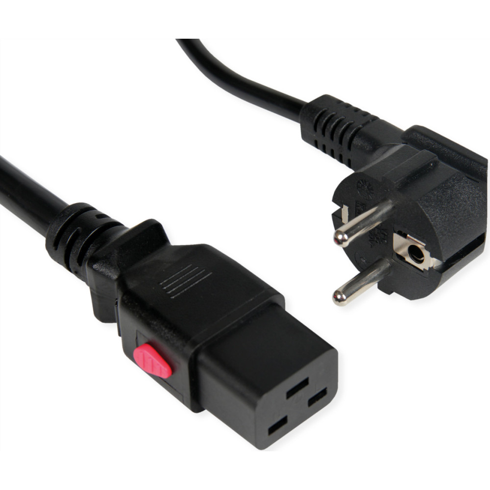 Roline Power Cord 3P German Connector CEE 7/7, IEC320 - C19 16A, Lockable, black, 3 m