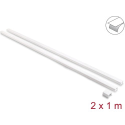 Delock Cable Duct self-adhesive with sliding cover 24 x 14 mm incl. connector - length 1 m pack of 2 pcs white