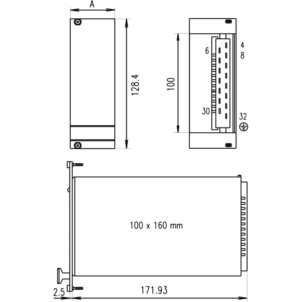 Schroff PSU Front Panel for PSG, Dual, 3 U, 14 HP, Shielded, 2.5 mm, Al, Front Anodized, Rear Conductive