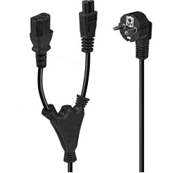 Lindy Schuko to 1x IEC C13 and 1x IEC C5 Y-Cable, 2m