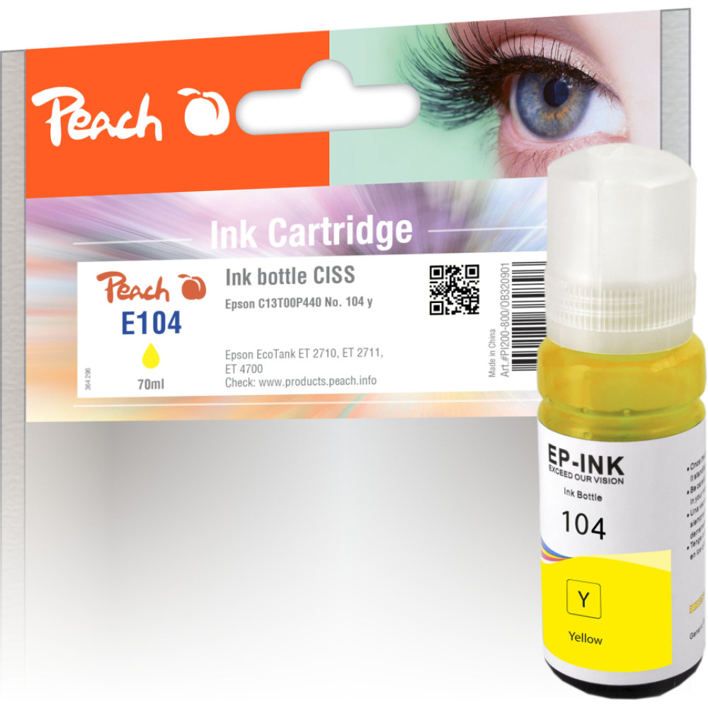 Peach PI200-800 tintes kārtridžs 1 pcs Saderība Standarta produktivitāte Dzeltens