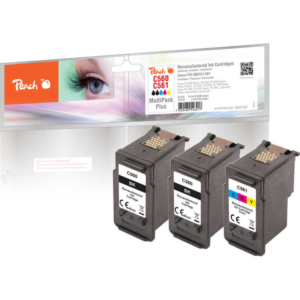Peach 321030 tintes kārtridžs 3 pcs Saderība Standarta produktivitāte Melns, Tirkīzzils, Fuksīns, Dzeltens