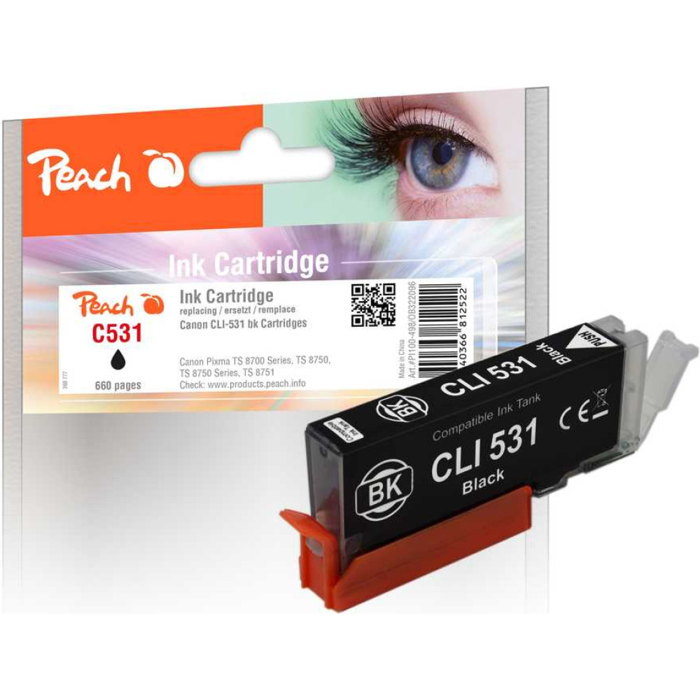Peach PI100-498 tintes kārtridžs 1 pcs Saderība Standarta produktivitāte Melns