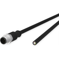 Metz Connect Sensor-/Aktorltg., M12-ST A-kodiert, gerade-freies Ende, ungeschirmt, 8polig, PUR, schwarz, 5 m