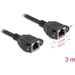 Delock Network Extension Cable S/FTP RJ45 jack to RJ45 jack Cat.6A flat design 3 m black