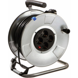 Bachmann sheet steel cable reel 4-f. 25m, H05VV-F 3G1.5mm, IP21